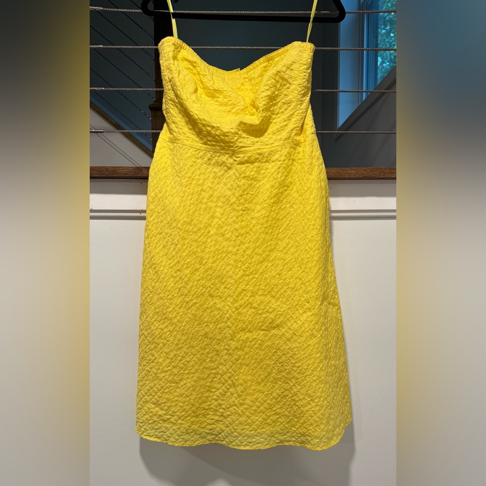J. Crew Yellow Textured Strapless midi Dress size 6